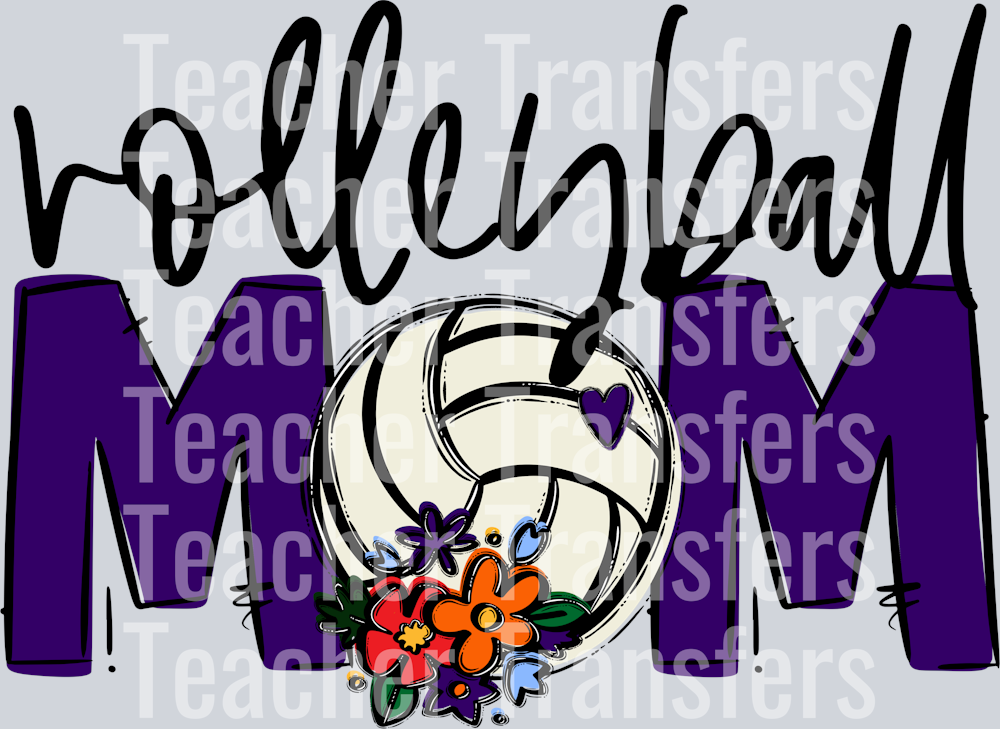Volleyball Mom Purple Flowers