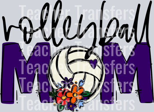 Volleyball Mom Purple Flowers