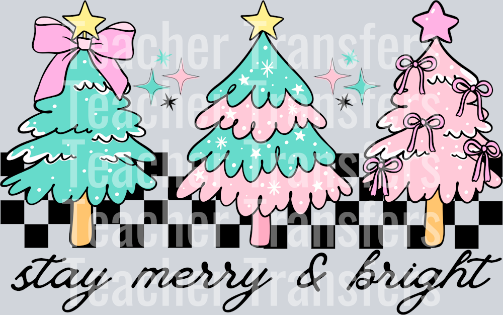 Stay merry and bright preppy Xmas trees hwds