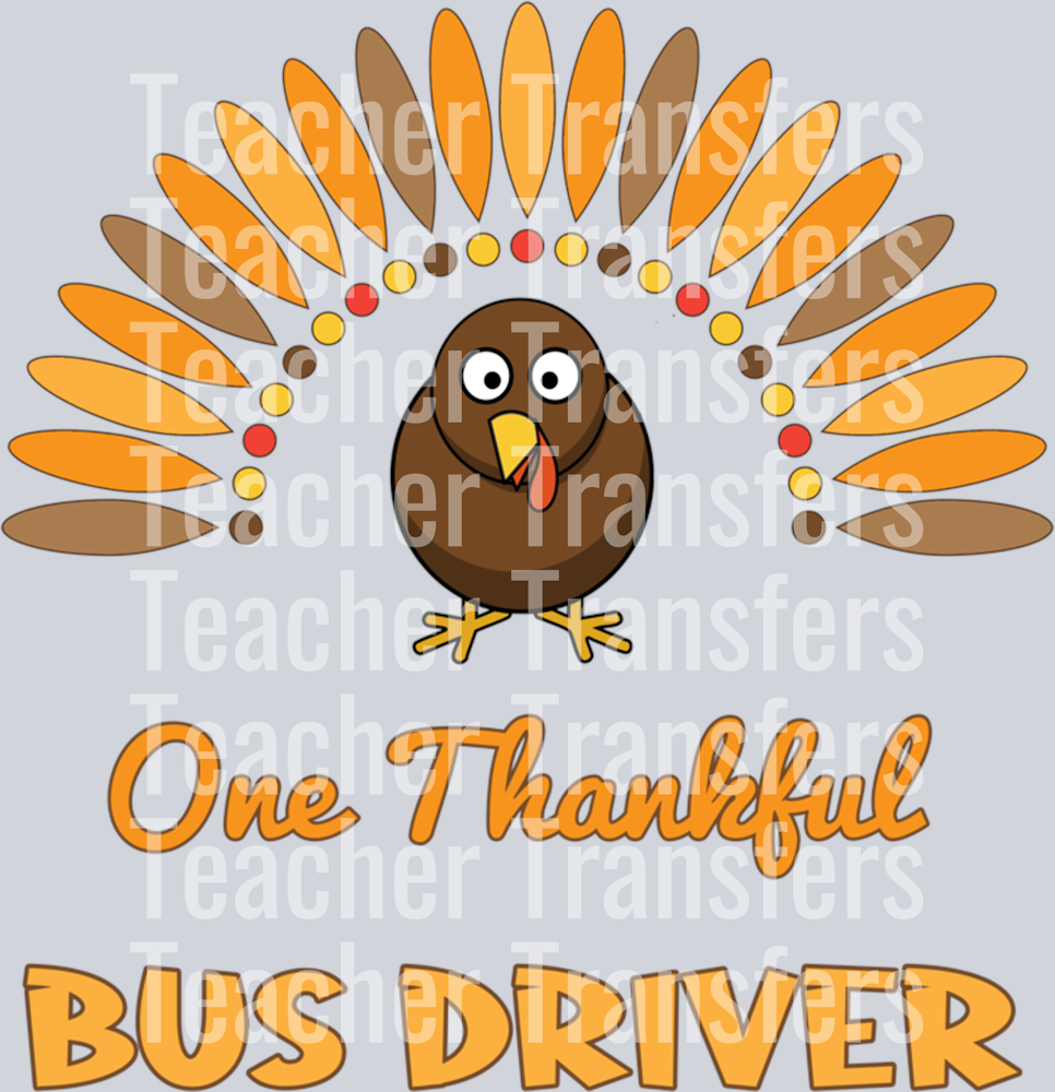 One Thankful Bus Driver Cute Thanksgiving Turkey Funny Job Long Sleeve T-Shirt