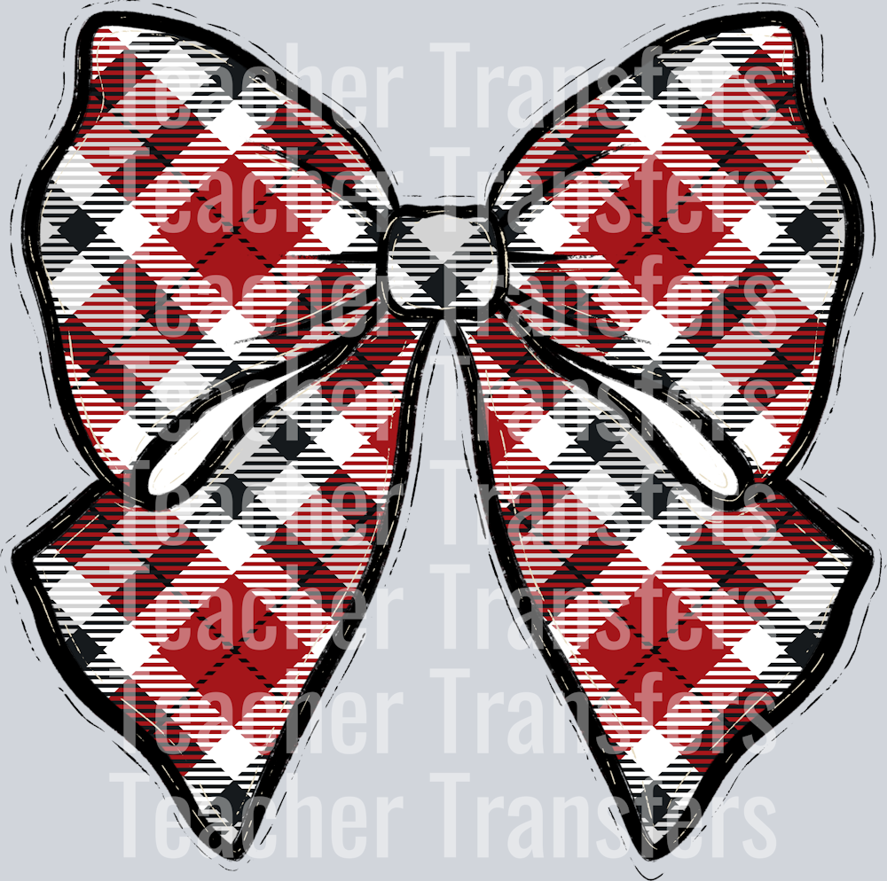 Red Black Plaid Bow