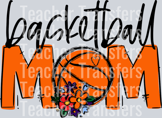 Basketball Mom Orange Flowers