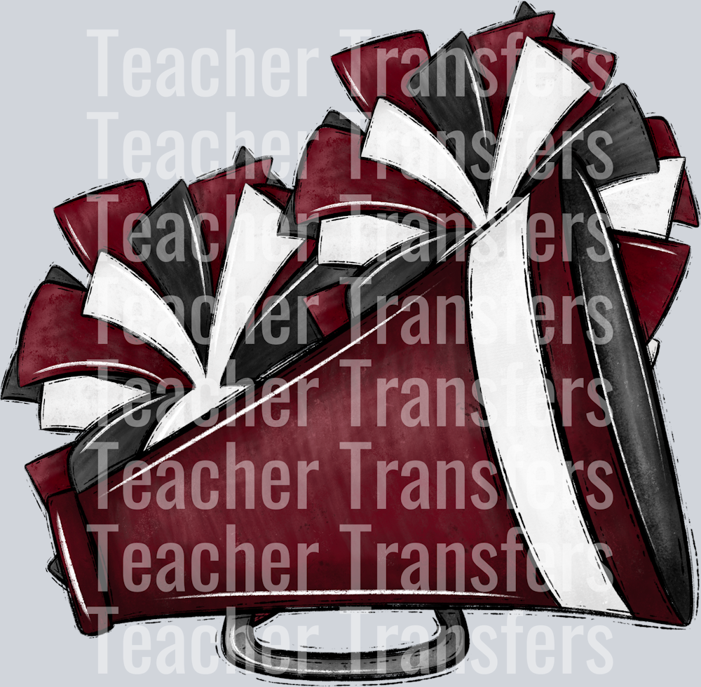 Cheer Poms and Megaphones MAROON