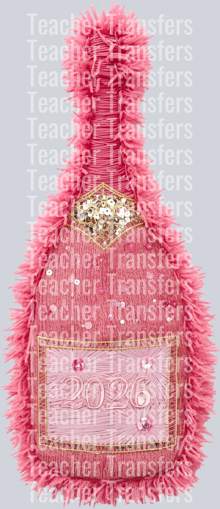 NEW YEARS BOTTLE FAUX YARN PINK