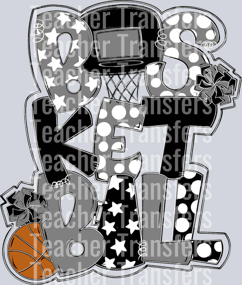 Basketball Word Art Black Gray
