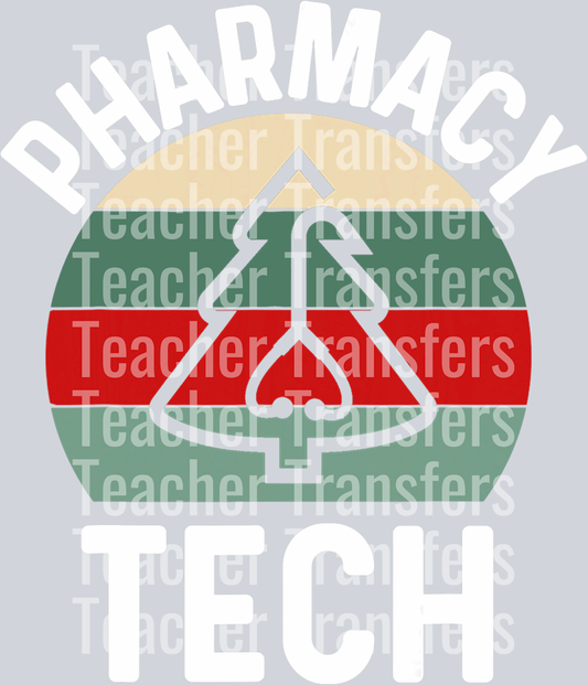 Pharmacy Tech Christmas Shirt Pharmacy Technician Retro Tree T-Shirt