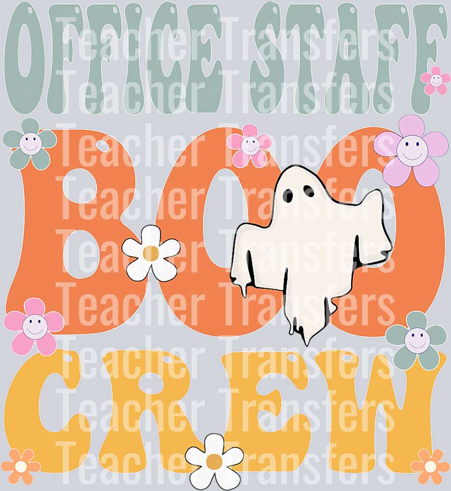 Office Staff Boo Crew Ghost Retro Groovy Halloween For Women T-Shirt