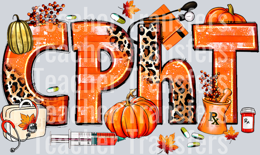 CPHT Pharmacy Technician Fall Autumn Pumpkin Thanksgiving T-Shirt