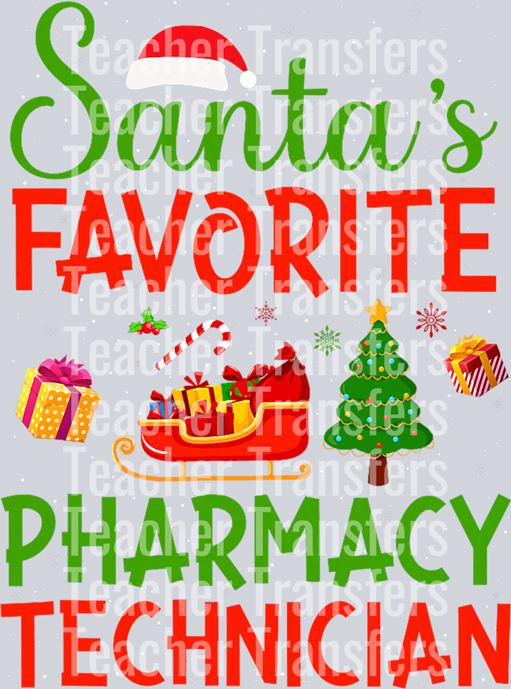 Xmas Tree Santa_s Favorite Pharmacy Technician Christmas Pjs T-Shirt