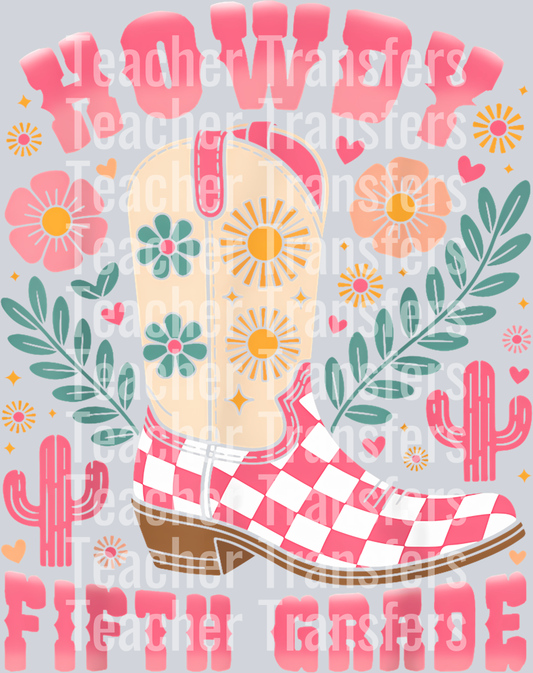 6 Howdy Fifth Grade Western 5Th Grade Teacher Cowboy Cowgirls T-Shirt