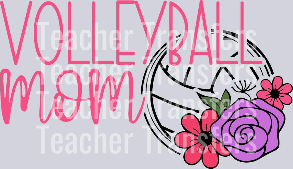 Volleyball Mom Ball with Flower PNG COLOR VERSION