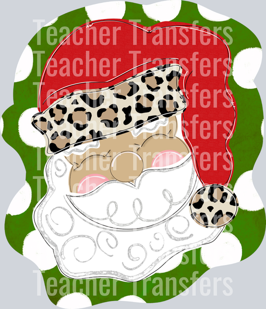 SANTA ORNAMENT RED HAT LEOPARD DOT BACKGROUND