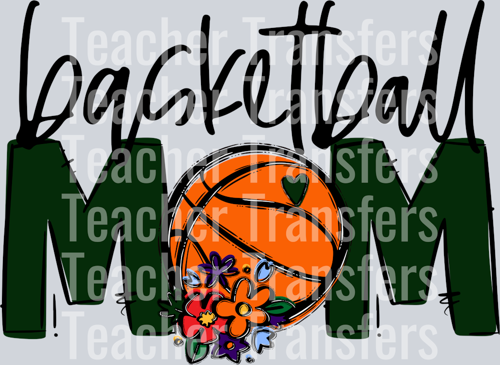 Basketball Mom Dark green Flowers