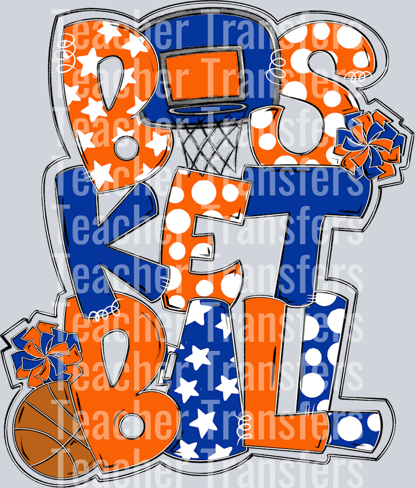 Basketball Word Art Royal Orange
