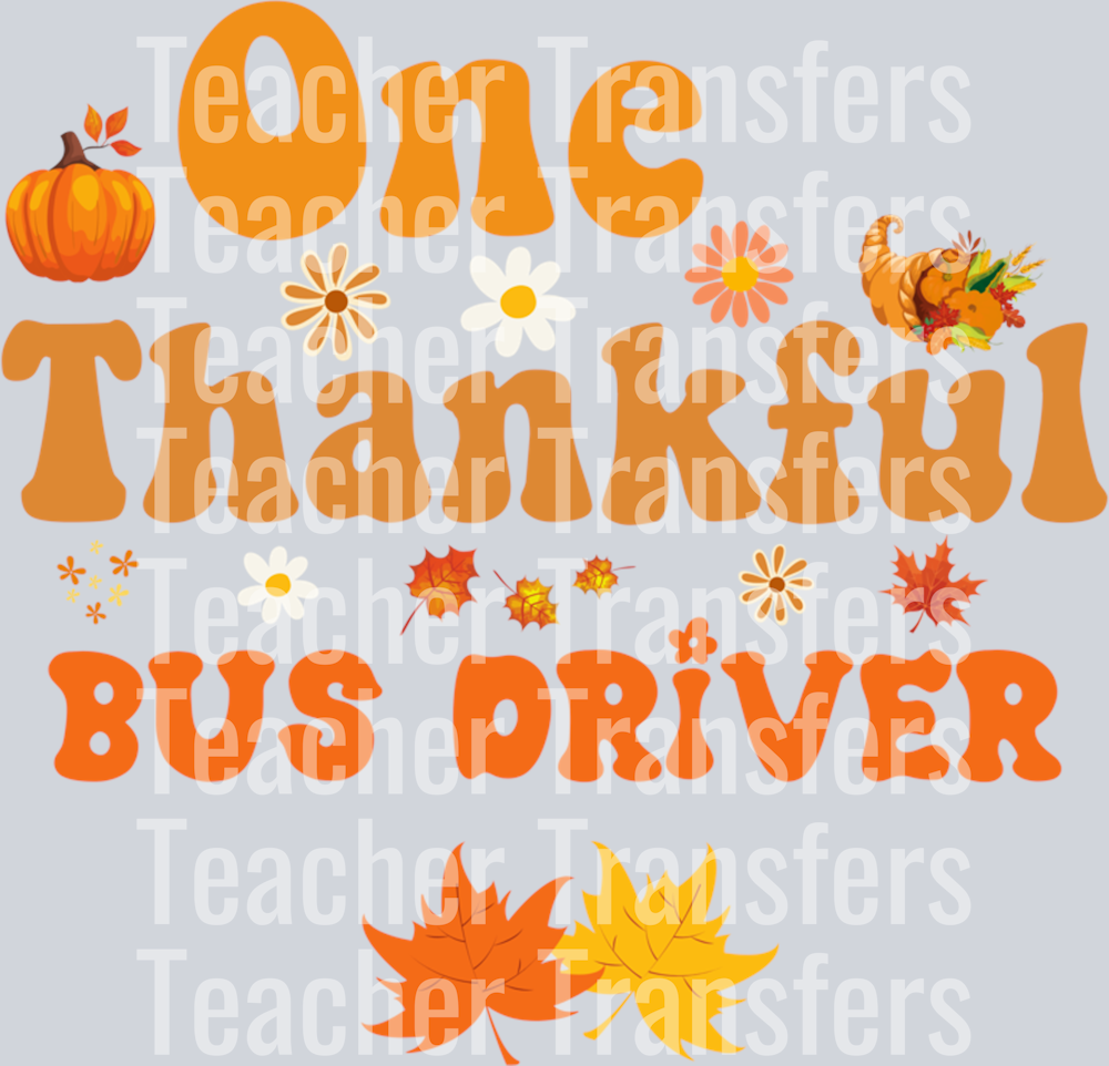 One thankful Bus Driver thanksgiving autumn groovy Long Sleeve T-Shirt