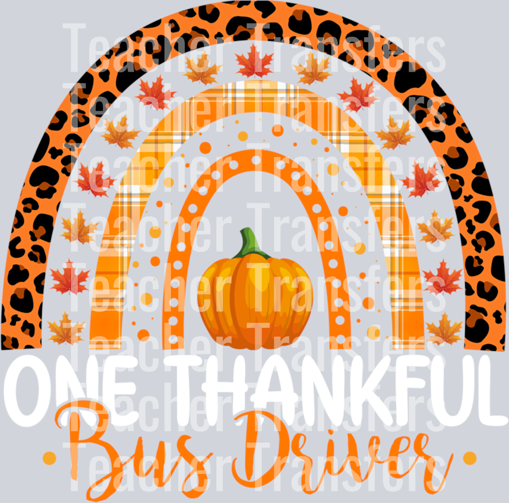 One Thankful Bus Driver Rainbow Boho Fall Thanksgiving Long Sleeve T-Shirt