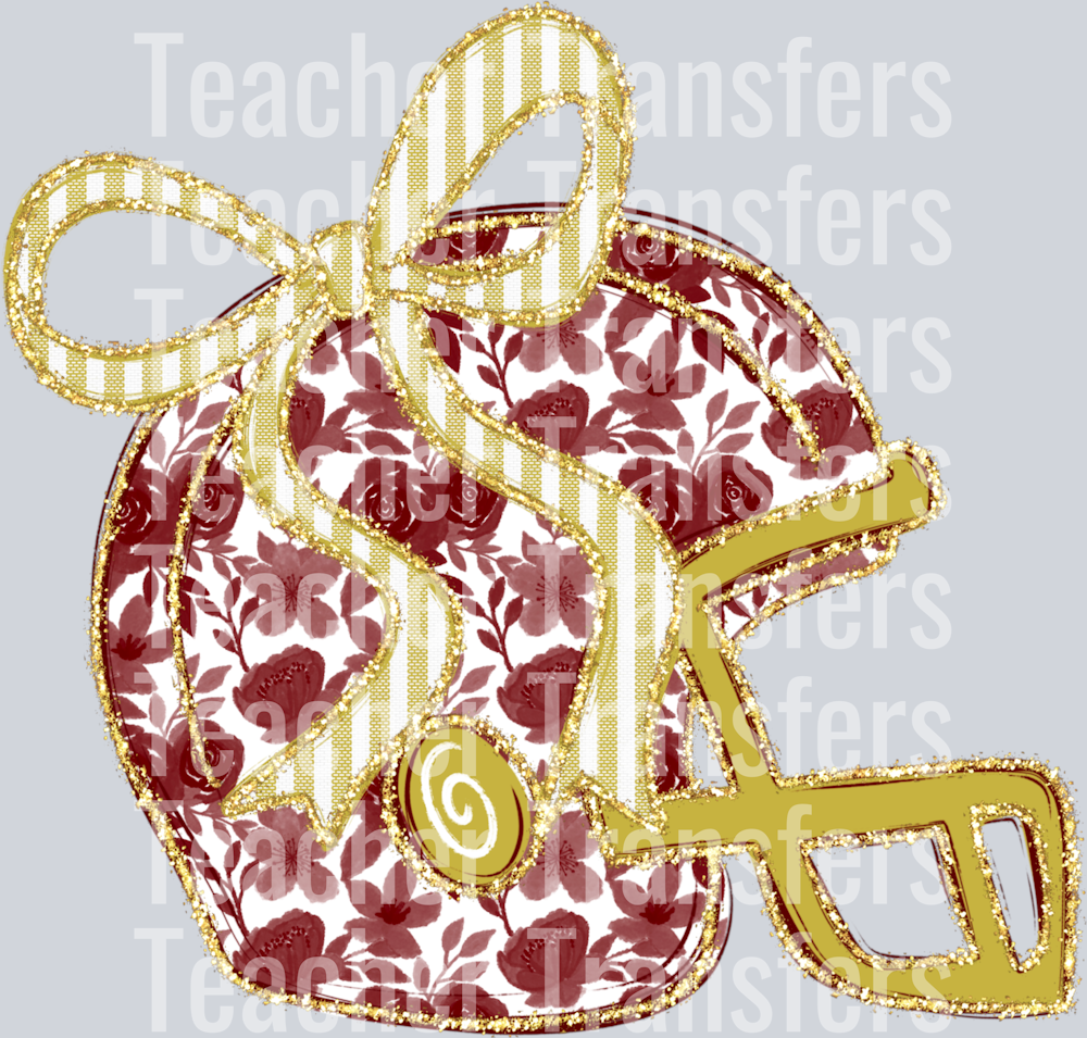 Floral_Football_Helmet_Bow_Maroon_Gold