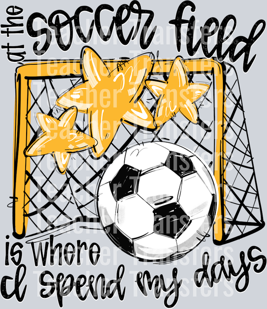 YELLOW AT THE SOCCER FIELD IS WHERE I SPEND MY DAYS