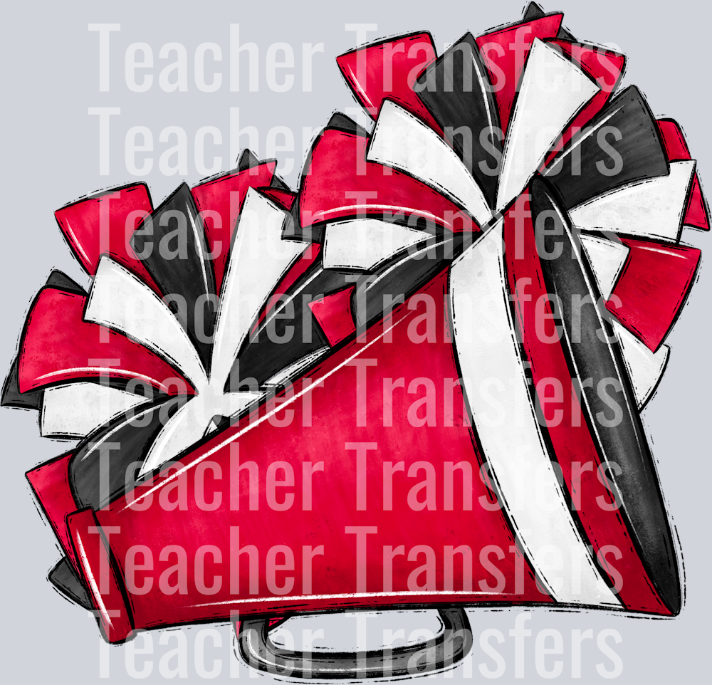 Cheer Poms and Megaphones RED