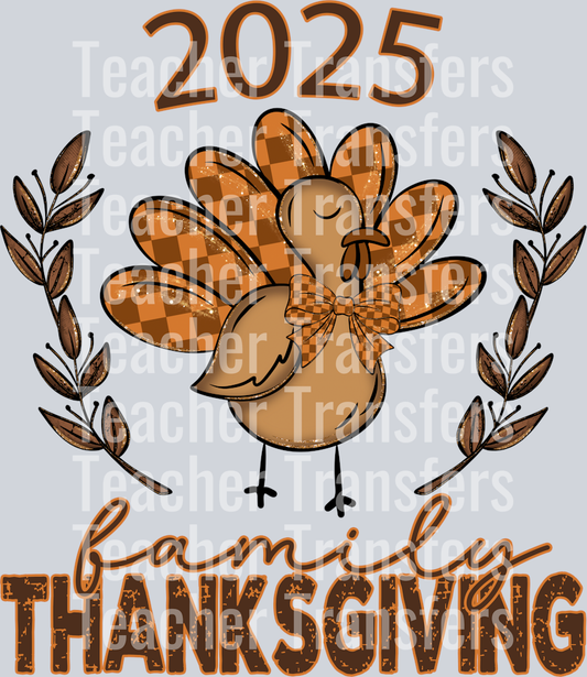 TURKEY FAMILY THANKSGIVING BOW 2025