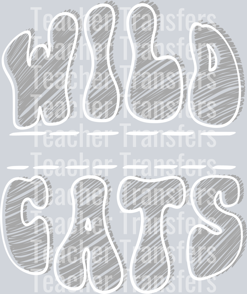 Sketch Mascot Names WILDCATS GRAY WHITE