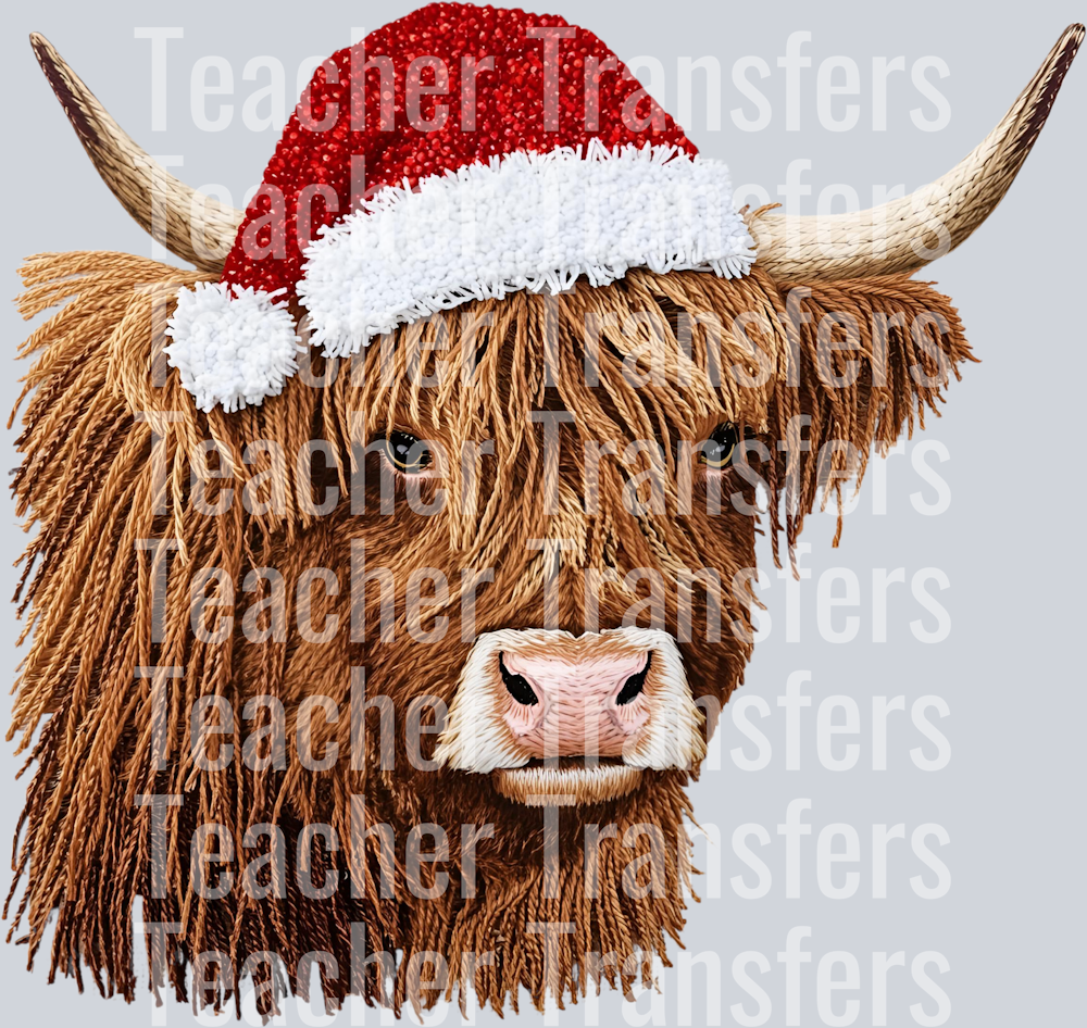 CHRISTMAS HIGHLAND COW FAUX YARN
