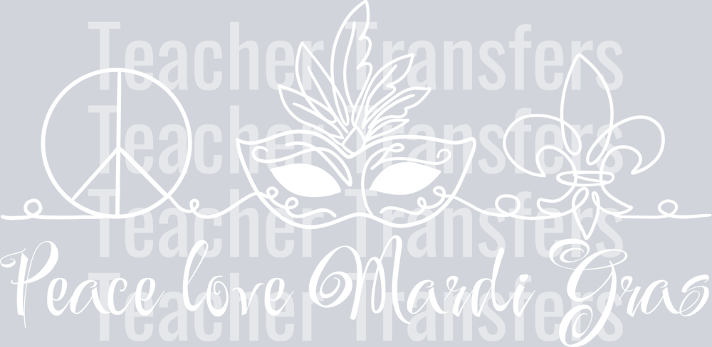 peace love mardigras line drawing white