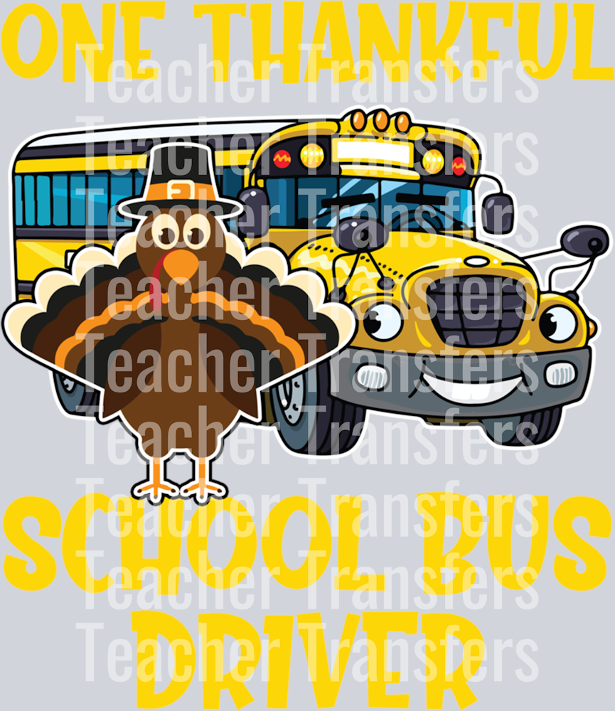 Thanksgiving Day One Thankful School Bus Driver Cute Turkey Long Sleeve T-Shirt (5)