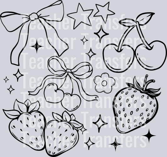 STRAWBERRY CHERRY DOODLE BLACK