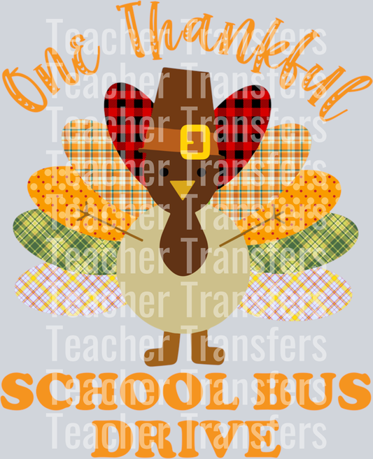Thanksgiving Day One Thankful School Bus Driver Long Sleeve T-Shirt