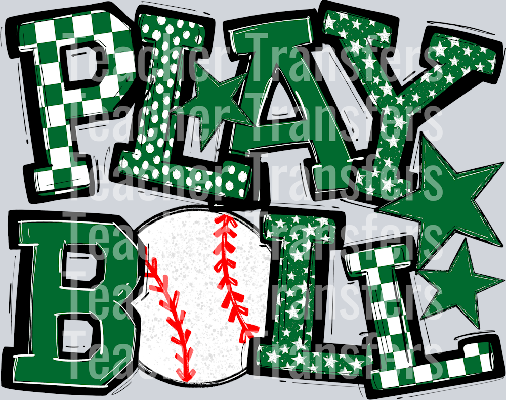 KELLY GREEN PLAY BALL BASEBALL