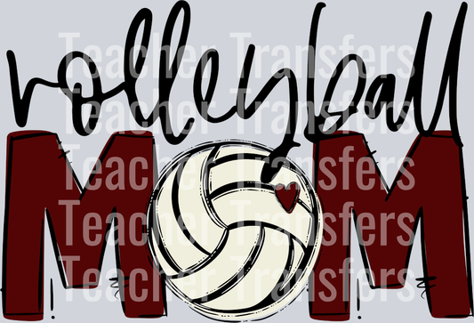 Volleyball Mom Maroon No Flowers