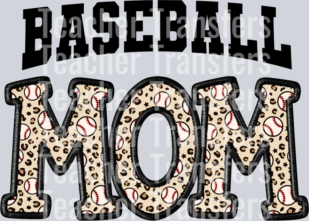 Faux embroidery leopard baseball mom