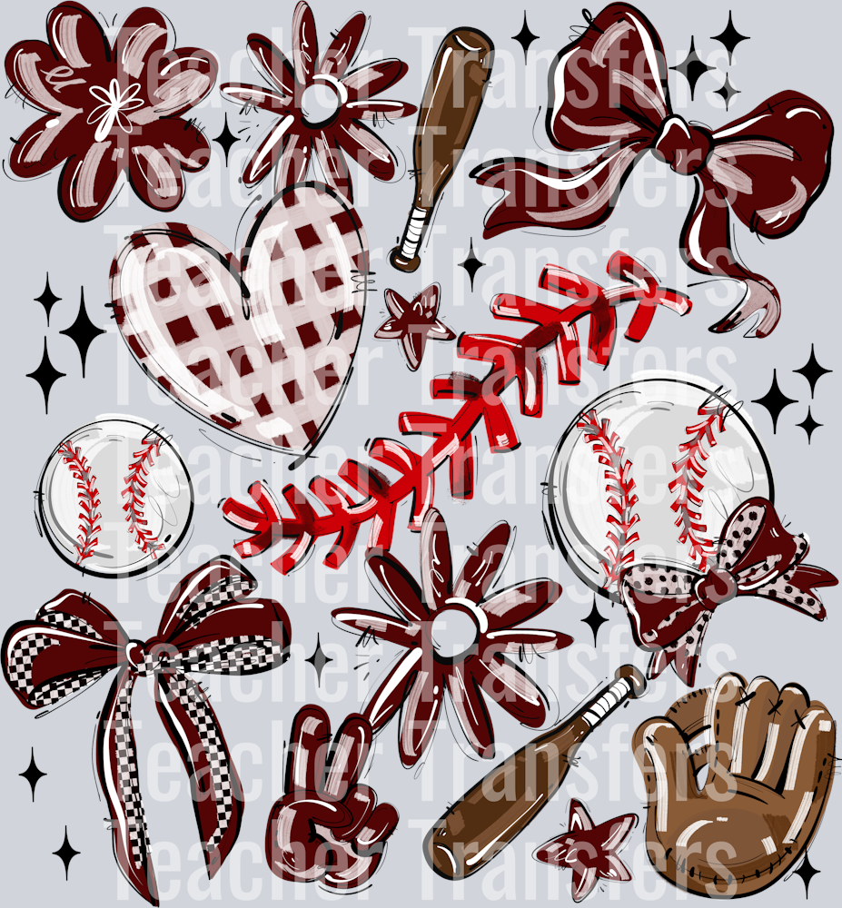 MAROON PLAY BALL COLLAGE BASEBALL