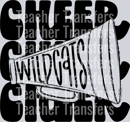 Stacked Mascots CHEER MEGAPHONE WILDCATS