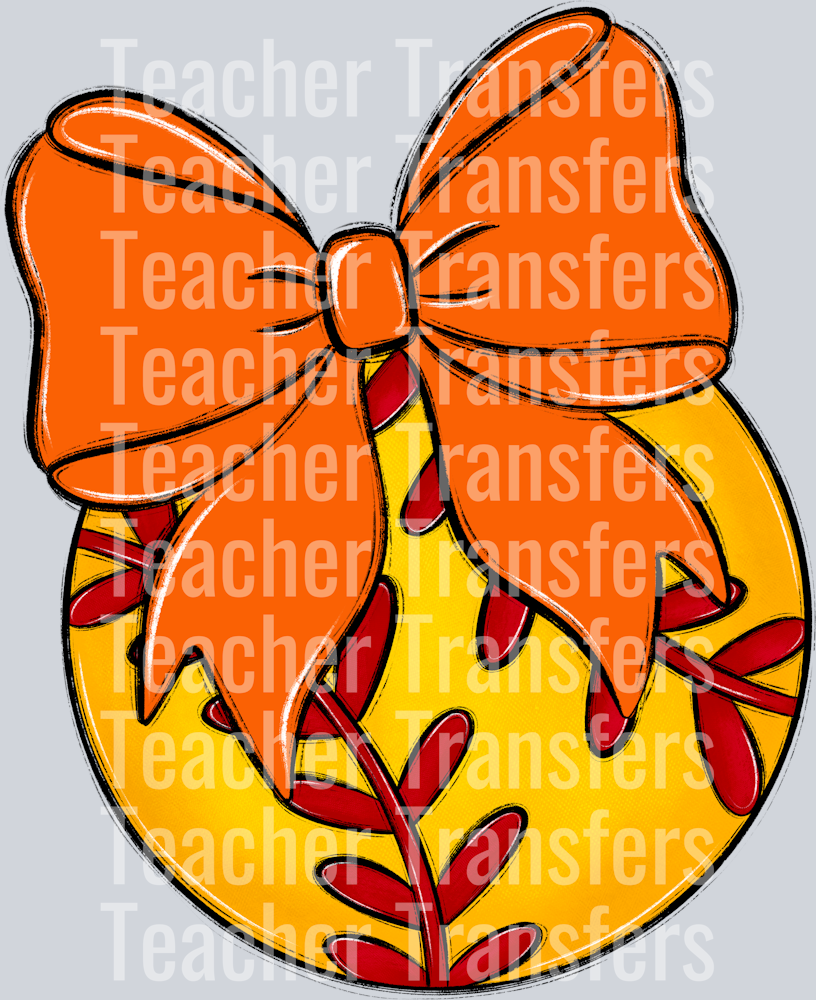 Bows and Balls Softball Orange