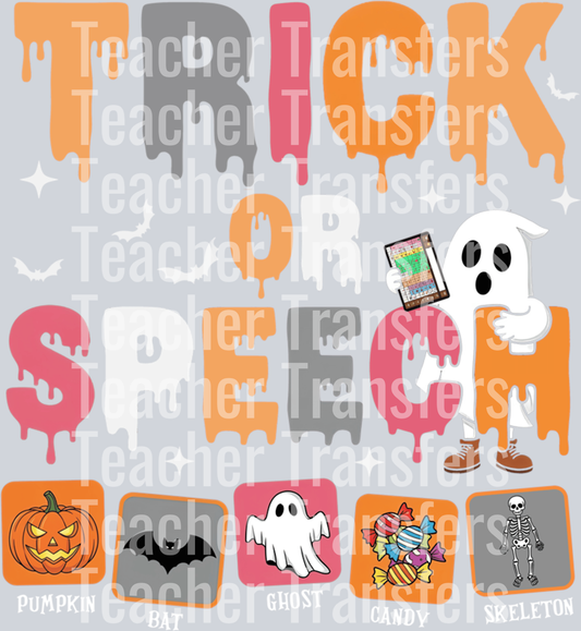 Trick or Speech Halloween SLP Speech Language Pathologist Long Sleeve T-Shirt