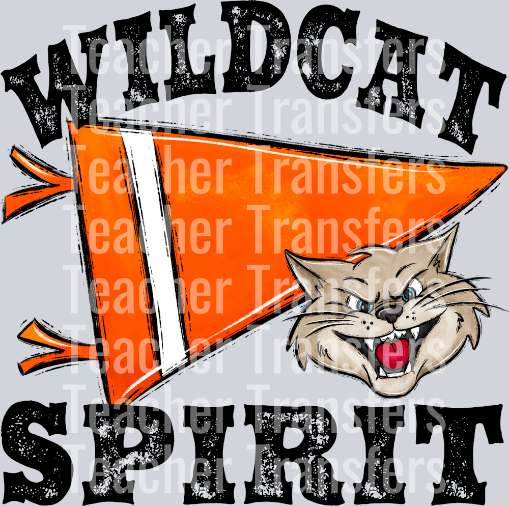 Pennant Mascots WILDCAT Spirit Orange