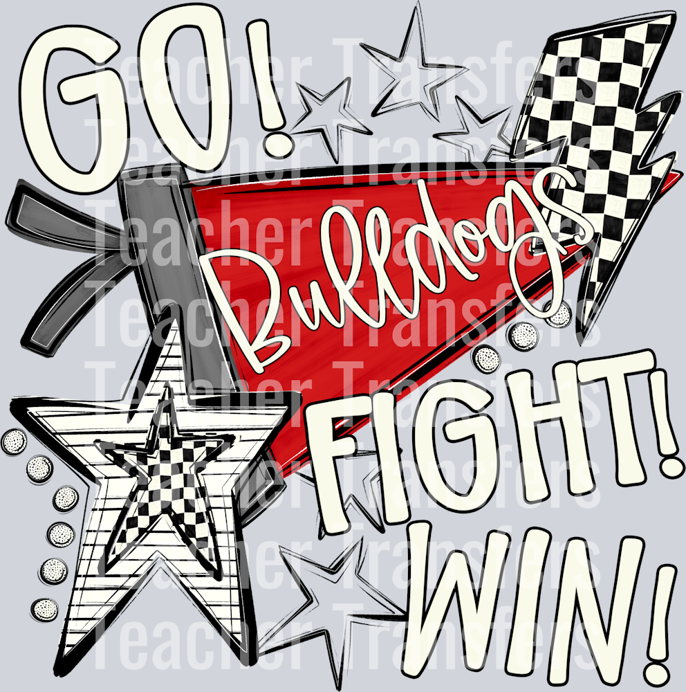 GO FIGHT WIN PENNANTS BULLDOGS RED