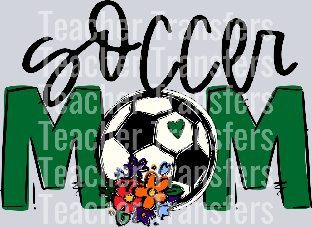 Soccer Mom Kelly Green Flowers