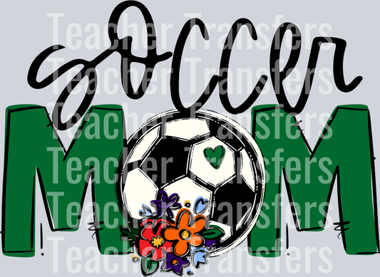 Soccer Mom Kelly Green Flowers