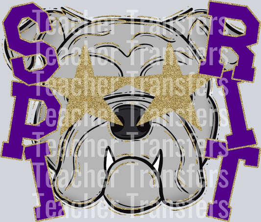 Starry Eyed Bulldog PURPLE AND GOLD