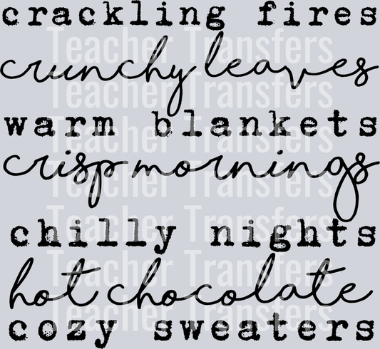 CRACKLING FIRES FALL WORDS