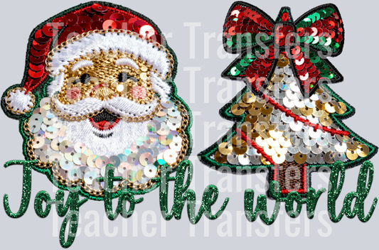Joy to the world faux sequin HWDS