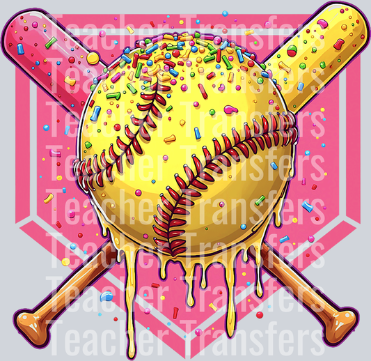 Softball Drip Girls Home Plate Ice Cream Drip Youth sports T-Shirt