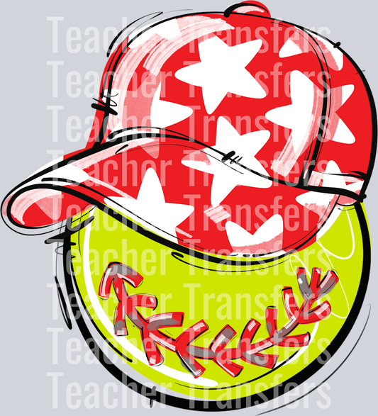 RED PLAY BALL HAPPY FACE SOFTBALL