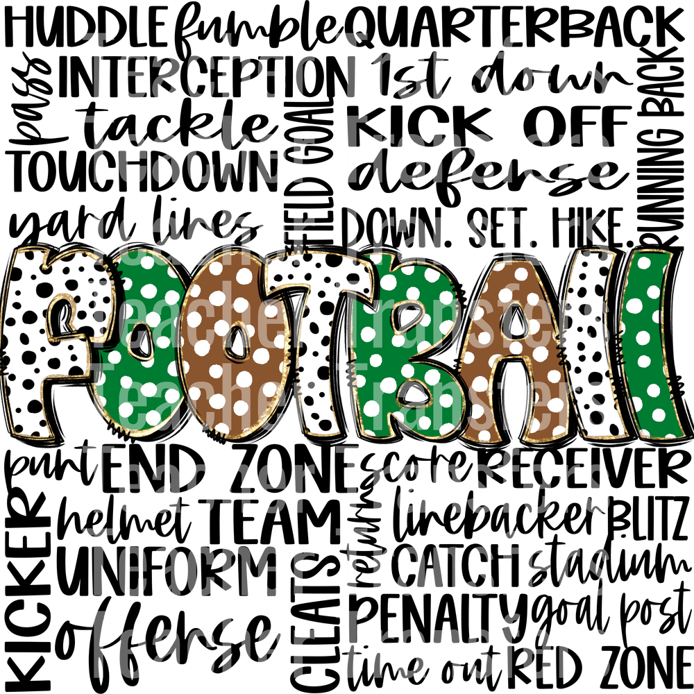 FootballDoodleWordArtGreenBrown