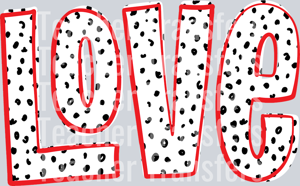 Love Doodle Black Mini Dots RED OUTLINE