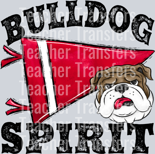 Pennant Mascots Bulldog Spirit Red