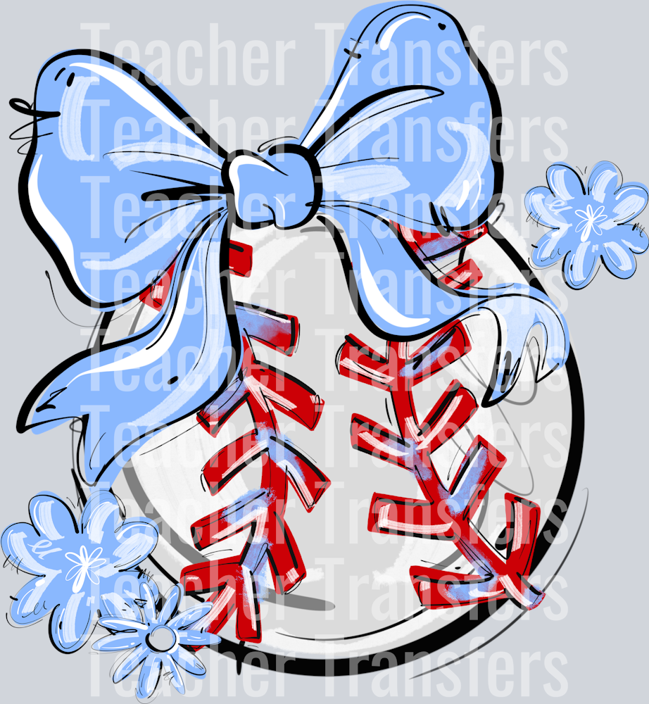 COLUMBIA PLAY BALL BOW WITH FLOWERS BASEBALL